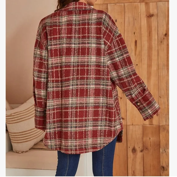 Oversized Button Up Polyester Wool Blend Shacket Coat Size Xl. - Picture 6 of 17